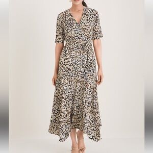 Chicos Floral-Print Wrap Dress Size 1 (8-10)